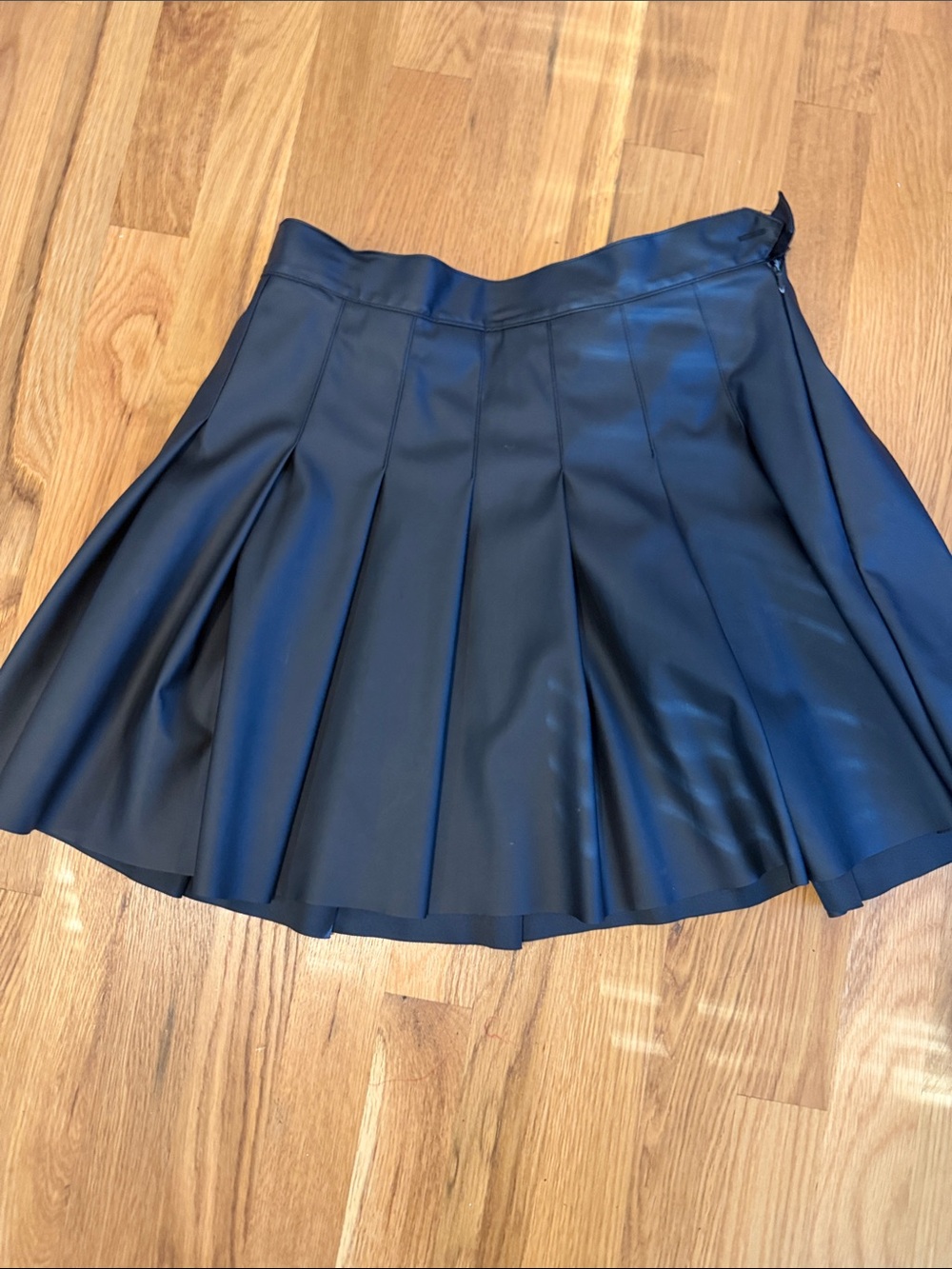 Kendall & Kylie Black Faux Leather Pleated Skater Skirt